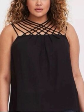 torrid Black Strappy Lattice Neck Cami
